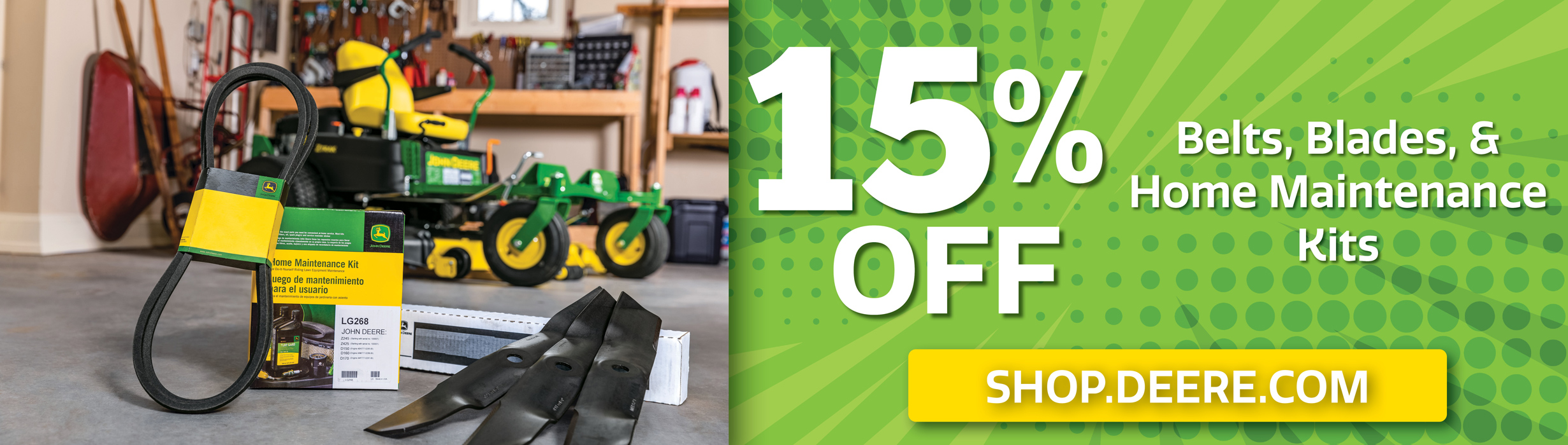 Save 15% on Belts, blades and more!