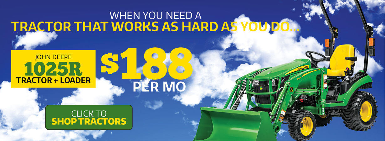 Get a 1025R Tractor & Loader for just $188 per month!